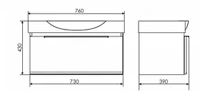 Тумба-умывальник подвесная Comforty Самара 76 кофе полоска/белый 00004135527CF Тумба-умывальник подвесная Comforty Самара 76 кофе полоска/белый 00004135527CF, 2