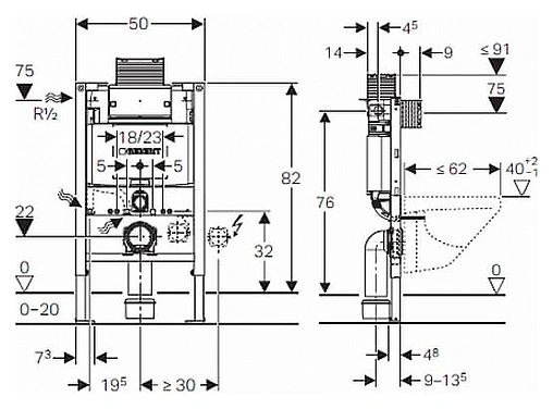 Инсталляция для подвесного унитаза Geberit Duofix Omega 12 111.003.00.1