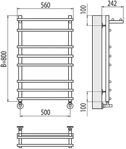 Полотенцесушитель водяной лесенка Terminus Ватра с/п П8 500х800 полированная сталь 4670078529503, 2