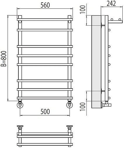 Полотенцесушитель водяной лесенка Terminus Ватра с/п П8 500х800 полированная сталь 4670078529503