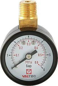 Манометр радиальный Valtec 40мм 6 бар ¼&quot; VT.TM40.VC.02, 1