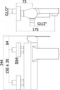 Смеситель для ванны Paffoni West хром WS022CR Смеситель для ванны Paffoni West хром WS022CR, 2