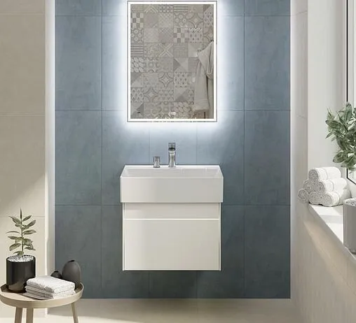 Тумба-умывальник подвесная Kerama Marazzi Logica 60 белоснежный LOG.60.2\WHT+LO.wb.60.2+LO.dis.02\CR