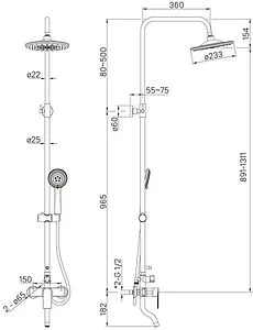 Душевая система со смесителем для ванны IDDIS Edifice хром EDISB3Fi06, 2