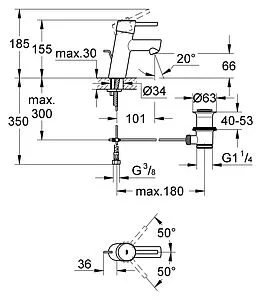 Смеситель для раковины Grohe Concetto хром 32204001 Смеситель для раковины Grohe Concetto хром 32204001, 2