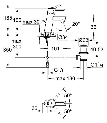 Смеситель для раковины Grohe Concetto хром 32204001 Смеситель для раковины Grohe Concetto хром 32204001