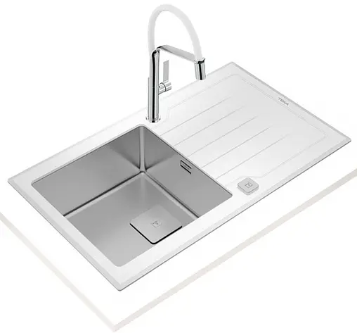 Мойка кухонная Teka Diamond RS15 2B 86 нержавеющая сталь/белое стекло 115100012