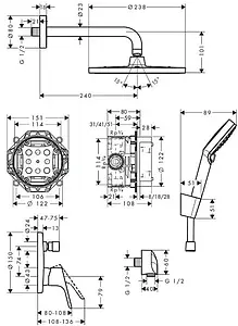Душевая система со смесителем для душа Hansgrohe Crometta S 240 1jet хром 27958000 Душевая система со смесителем для душа Hansgrohe Crometta S 240 1jet хром 27958000, 2