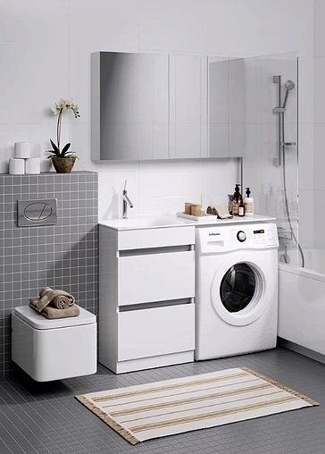 Тумба-умывальник напольная над стиральной машиной Aqwella Forma 55 белый FOR01052+