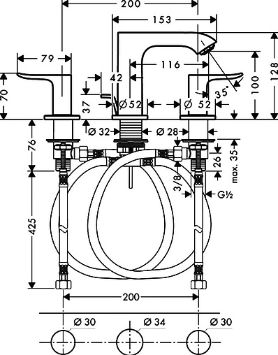 Смеситель для раковины Hansgrohe Metris 110 хром 31083000