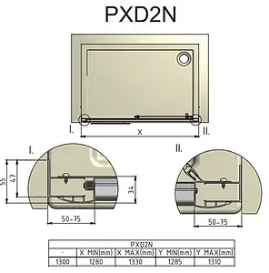 Дверь в нишу 1300мм прозрачное стекло Roltechnik Proxima Line PXD2N/1300 526-1300000-00-02 Дверь в нишу 1300мм прозрачное стекло Roltechnik Proxima Line PXD2N/1300 526-1300000-00-02, 2