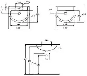 Раковина Ideal Standard Ecco 60 белый W424001 Раковина Ideal Standard Ecco 60 белый W424001, 2