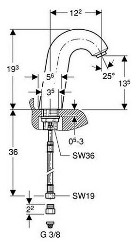 Смеситель для раковины Geberit HyTronic60 хром 115.724.21.1