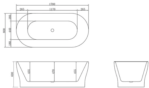 Ванна акриловая отдельностоящая BelBagno 170x80 BB405-1700-800