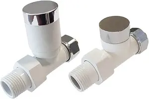 Комплект вентилей регулирующих прямых 15x1.0 x ½"н Schlosser Elegant белый/хром 604200026 Комплект вентилей регулирующих прямых 15x1.0 x ½"н Schlosser Elegant белый/хром 604200026, 1