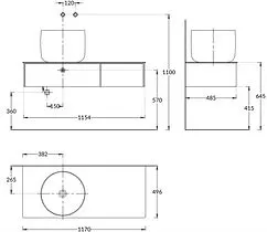 Тумба-умывальник подвесная Kerama Marazzi Magica 120 венецианский красный матовый MA.120.2\VR.M+MA.wb.42+