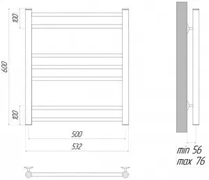 Полотенцесушитель водяной лесенка Lemark Ursus П7 500x600 черный матовый LM72607BL Полотенцесушитель водяной лесенка Lemark Ursus П7 500x600 черный матовый LM72607BL, 2