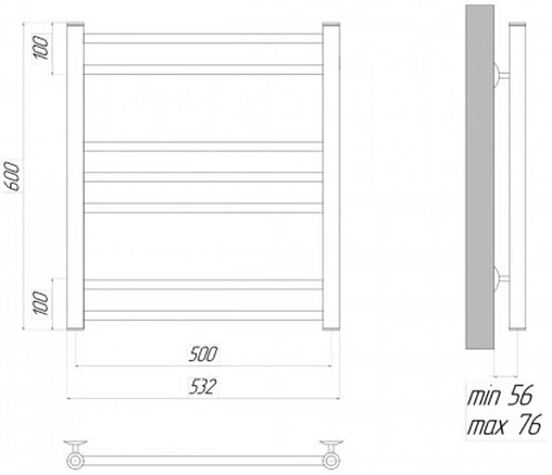 Полотенцесушитель водяной лесенка Lemark Ursus П7 500x600 полированная сталь LM72607