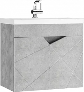 Тумба под умывальник подвесной Домино Vector 60 метрополитан грей/бетон серый DV6610T, 1