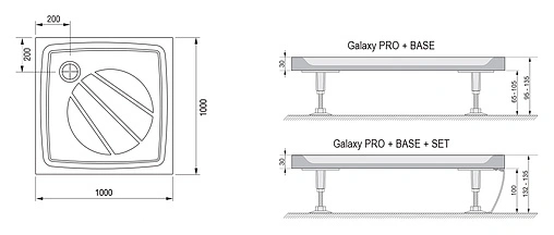 Поддон для душа Ravak Perseus Pro-100 XA03AA01010