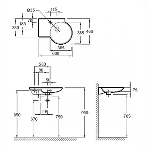 Раковина Jacob Delafon Spherik 60 L белый E4500-00, 2