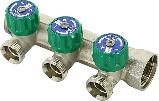 Коллектор регулирующий проходной 3 отвода 1&quot;в/н x ¾&quot;ек Uni-fitt 410N4330