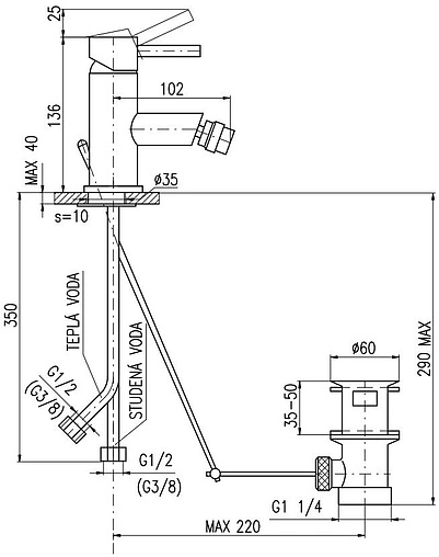 Смеситель для биде Rav Slezak Seina золото SE945.5KZ