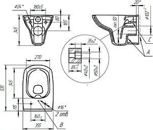 Комплект 4 в 1 Cersanit Carina XL CO DPL EO slim 63533, 4