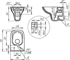 Комплект 6 в 1 Cersanit Carina XL CO DPL EO slim 63486 с кнопкой Movi P-BU-MOV/Cg хром глянцевый, 3