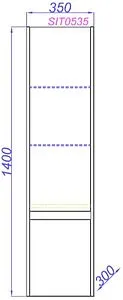 Шкаф-пенал подвесной Aqwella City 35 белый/дуб балтийский SIT0535DB Шкаф-пенал подвесной Aqwella City 35 белый/дуб балтийский SIT0535DB, 2