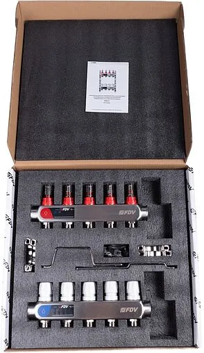 Группа коллекторная с расходомерами 5 отводов 1&quot;в/в x ¾&quot;ек FDV S1101A-1/5