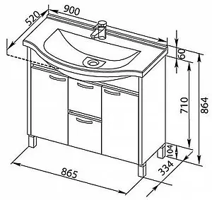 Тумба-умывальник напольная Aquanet Донна 90 венге 00169180+00168865, 2