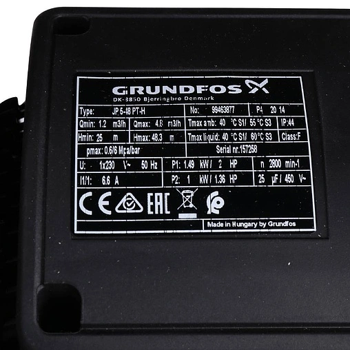 Станция автоматического водоснабжения Grundfos JP 5-48 PT-H A-A-BBVP 99463877 Станция автоматического водоснабжения Grundfos JP 5-48 PT-H A-A-BBVP 99463877