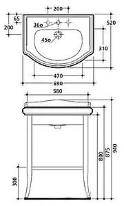 Консоль напольная Kerasan Retro 69 noce (орех) 735040 Консоль напольная Kerasan Retro 69 noce (орех) 735040, 2