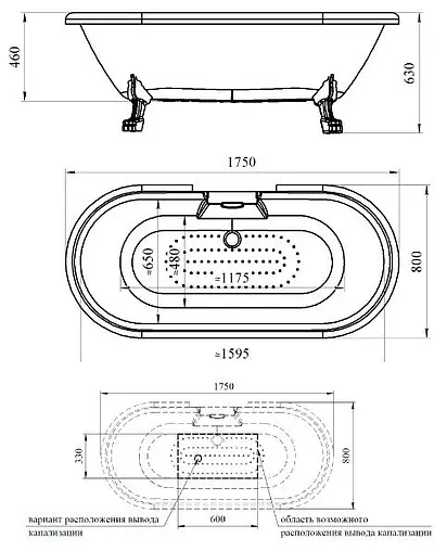 Ванна акриловая отдельностоящая Radomir Леонесса 175х80 на ножках "лев" бронза 1-01-4-0-1-138 Ванна акриловая отдельностоящая Radomir Леонесса 175х80 на ножках "лев" бронза 1-01-4-0-1-138