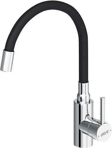 Смеситель для кухни с гибким изливом Dorff Logic хром/чёрный D3007622