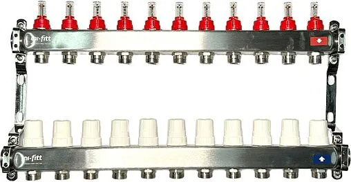 Группа коллекторная с расходомерами 11 отводов 1&quot;в/в x ¾&quot;ек Uni-fitt OPTIMAL 450B4311.RU