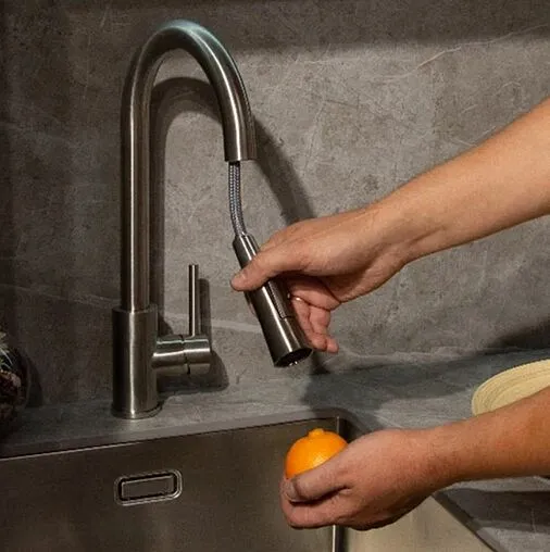 Смеситель для кухни с выдвижным изливом Osgard Forso никель 87073