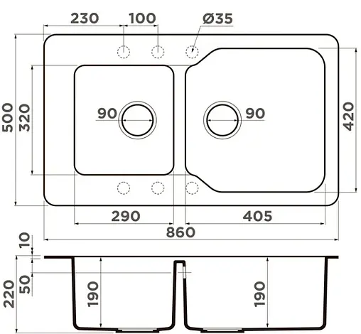 Мойка кухонная Omoikiri Maru 86-2-SA бежевый 4993286