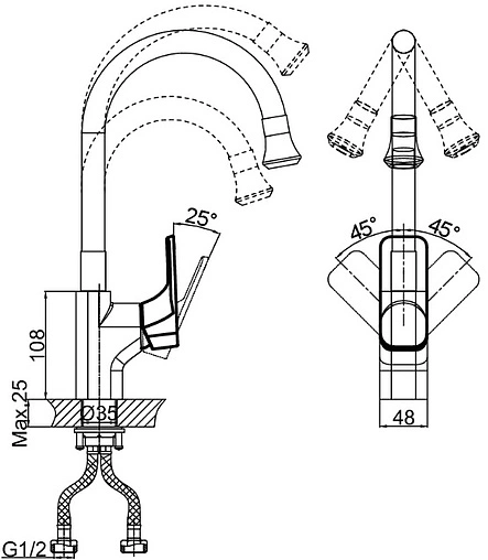 Смеситель для кухни с гибким изливом D&amp;K Berlin Humboldt зелёный/хром DA1432912