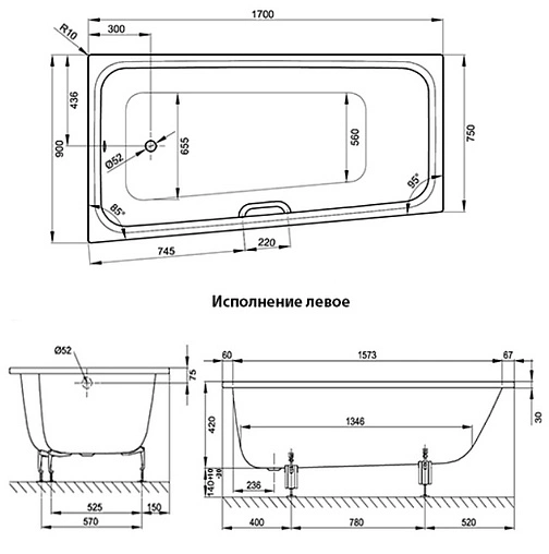 Ванна стальная Bette Space M 170х90 L anti-slip белый 1131-000 AR Ванна стальная Bette Space M 170х90 L anti-slip белый 1131-000 AR
