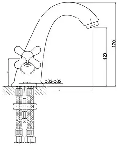 Смеситель для раковины Gross Aqua Retro бронза 6086012BRL Смеситель для раковины Gross Aqua Retro бронза 6086012BRL, 2