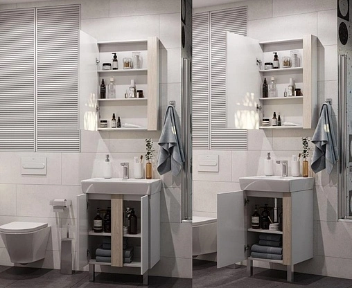 Шкаф-зеркало Aquaton Кантри 55 дуб верона 1A257702AHB20