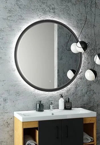 Зеркало с подсветкой Continent Planet black Led 70 с бесконтактным сенсором чёрный ЗЛП1188