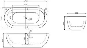 Ванна акриловая отдельностоящая BelBagno 170x79 BB13-1700, 2
