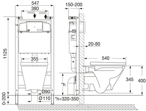 Комплект 4 в 1 Roca Gap Round Rimless 893105000