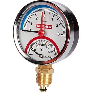 Термоманометр радиальный Rommer 80мм 6 бар 120°С ½&quot; RIM-0006-800615, 4