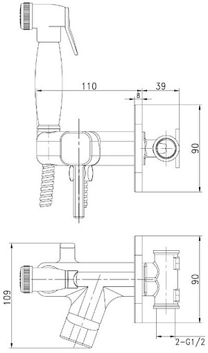 Гигиенический душ со смесителем Lemark Solo чёрный матовый LM7165BL