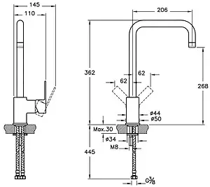 Смеситель для кухни VitrA Flo S хром A42103EXP, 2