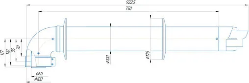 Комплект дымохода Ø 60/100мм L=1000мм Krats Стандарт KTS-01AR-075